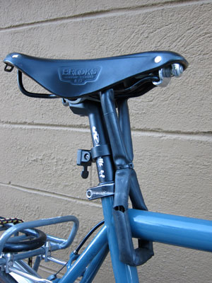 The chain setup on my saddle. The incision made by the thief in the tube is visible on the lower portion near the top tube.