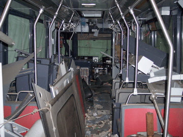 The interior of one of the damaged LRVs that will be rebuilt.