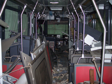 The interior of one of the damaged LRVs that will be rebuilt.