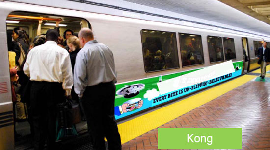 A partial train wrap, known as a "Kong," could bring in additional revenue for BART. Image BART.