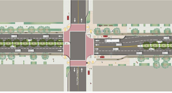 Option C would remove all parking and provide a 6-foot wide cycletrack. Image: SF Planning Department