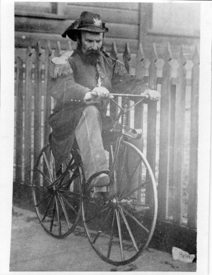 Emperor Norton on a velocipede