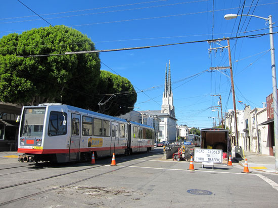 J-Church trains reverse direction at Church and Day Streets