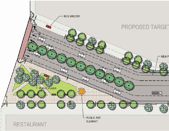 This new plaza would be installed at Geary and Masonic boulevards. Image: SF Planning Department.