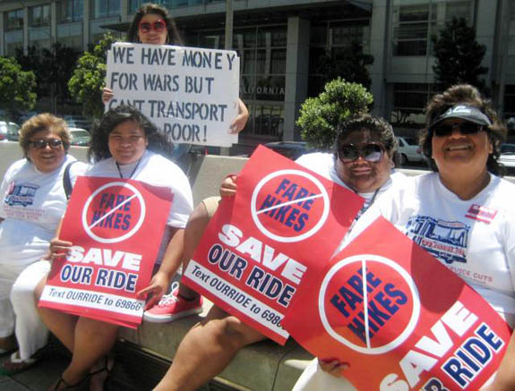 Protestors at a Save Our Ride rally. Photo: Urban Habitat