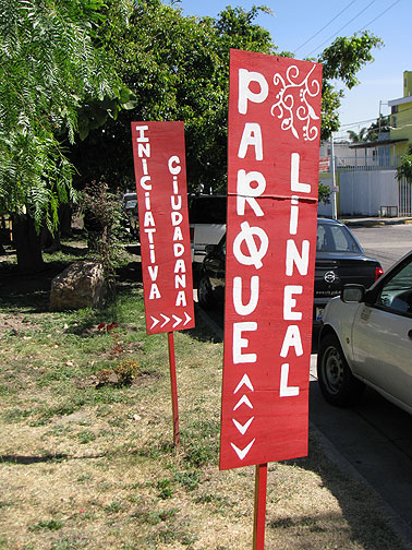 Neighbors have begun implanting a linear park on their own.