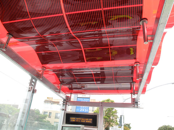 The roof of the solar-enabled shelter at Arguello and Geary