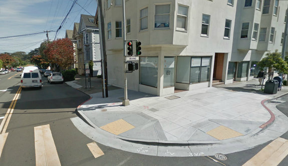 The SFCTA wants to authorize more expenditures on "Bulb-outs", or curb extensions, like this one at 7th Ave. and Irving Street. Image: Google Maps