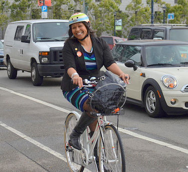 Then Supervisor Breed on Bike to Work Day in 2013. Photo: SFBC