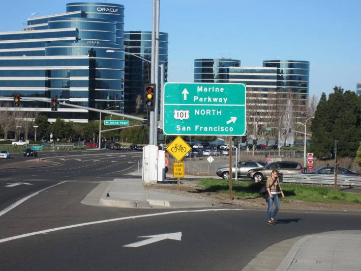 walk across Ralston & 101 on-ramp