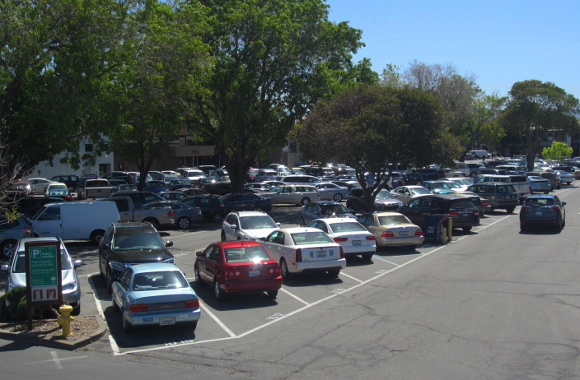Menlo Park's popular Parking Plaza 3, one of three sites proposed for a new public parking garage. Photo: Andrew Boone