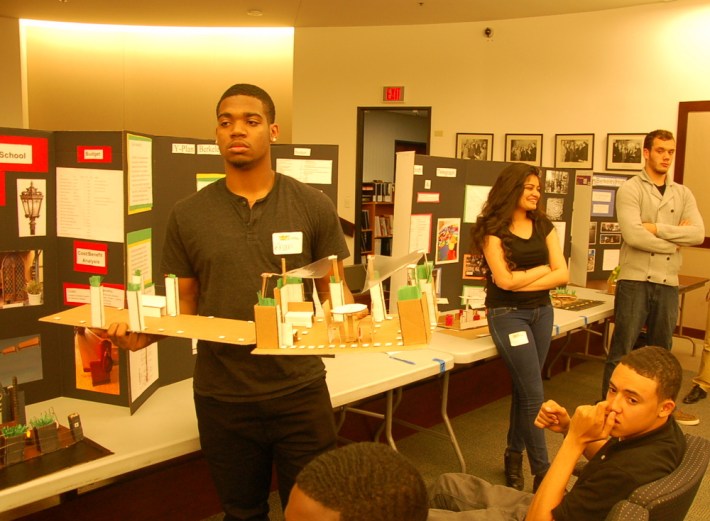 Berkeley High School students present design concepts for "stoplets." Photo: Aaron Bialick