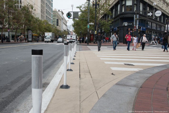 A "safety zone" at Market and Grant Streets. Photo: SFMTA
