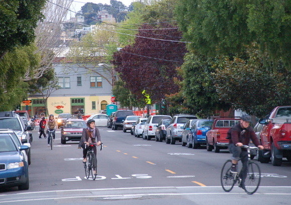 A new law would discourage cops from ticketing cyclists who cautiously and courteously roll through stop signs. Photo: Aaron Bialick