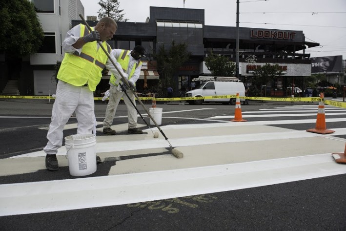 SFMTA crews are improving crosswalk viability. Photo: SFMTA.