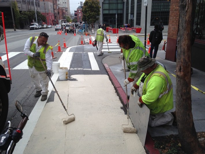 SFMTA is putting in some initial improvements before 2nd Street's big makeover begins in the Fall. Image: SFMTA