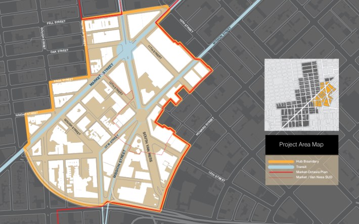 Map of the HUB. Image: SF planning department.