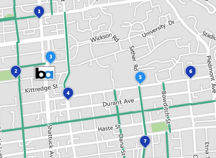 Proposed bike-share stations near the UC Berkeley campus.