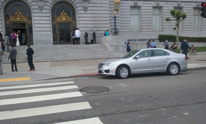 Is this Chief Suhr's car parked in the red zone in front of City Hall? Image: A tipster.