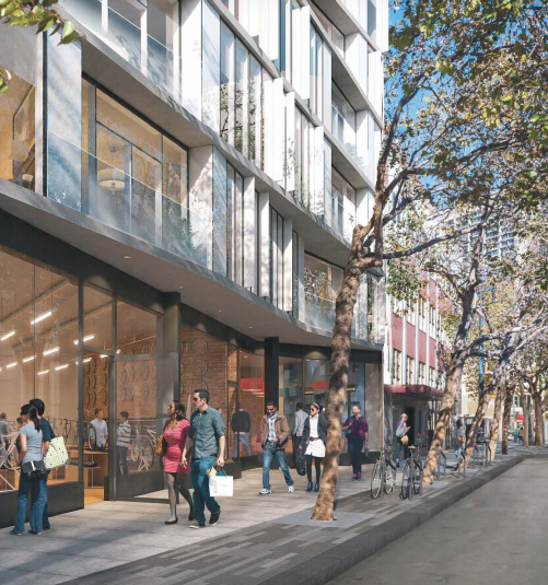 A rendering of the streetscape for the HUB. Image: SF Planning.