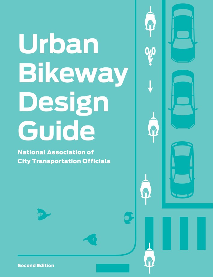 If protected bike lanes are to be the new normal, it has to be reflected in SFMTA graphics, as seen here on the cover of the NACTO manual. Image: NACTO.