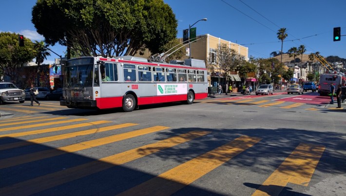 Blow back continues to SFMTA's red-painted, transit only lanes on Mission. Photo: Streetsblog.