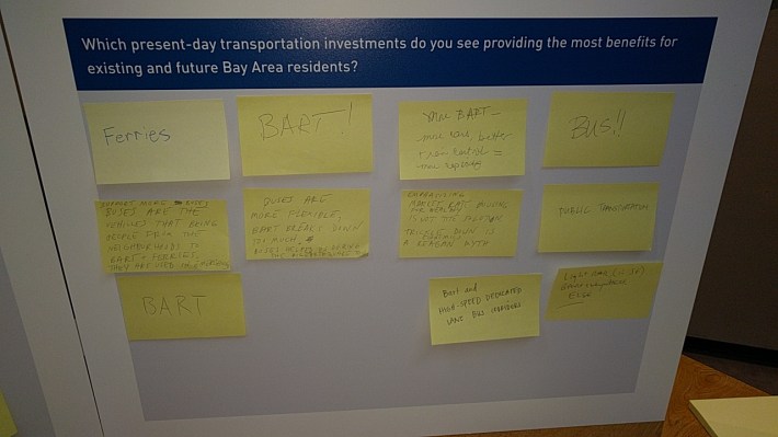 The catch-all planning meeting took comments by electronic means, comment cards, and Post-it note. Photo: Streetsblog.
