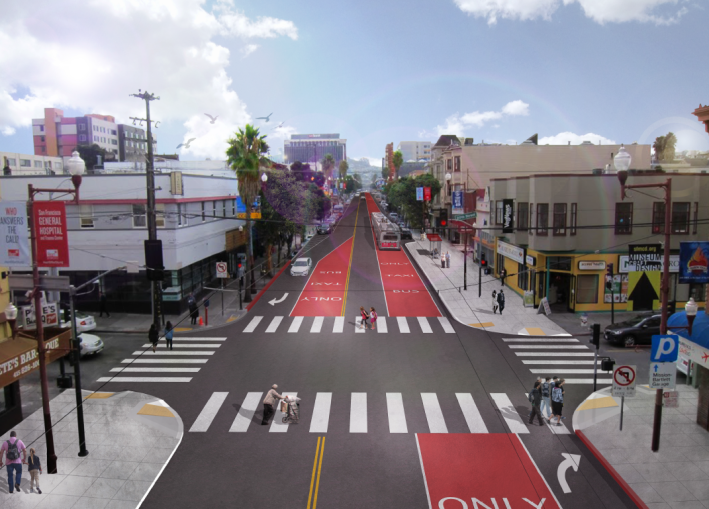"Red Carpet" lanes move closer to get removed. Image: SFMTA.