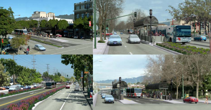 A rendering of Oakland BRT project for International Blvd. Image: the Project Environmental Impact Report.