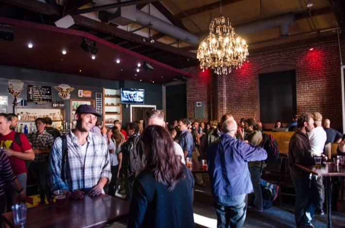 Delicious sandwiches, beer and a whole lot of frustration with SF bike infrastructure was shared prior to the formal Q&A. Photo: SFBC.