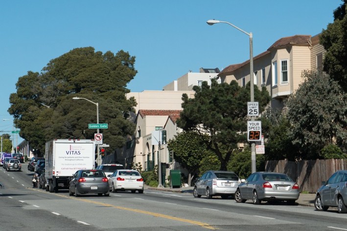 SFMTA hopes to install more of these speed signs to remind drivers to slow down. Photo: SFMTA