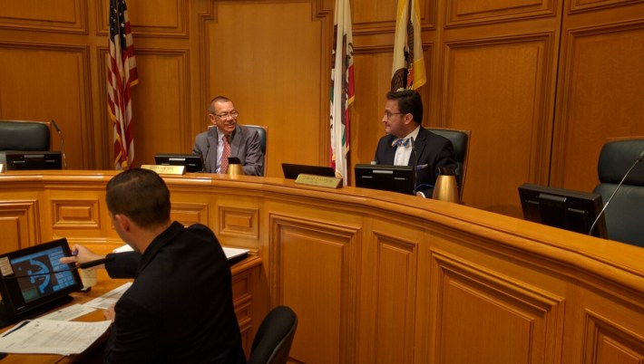 Supervisors Yee and Campos at the Vision Zero Committee of the Transportation Authority. Photo: Streetsblog