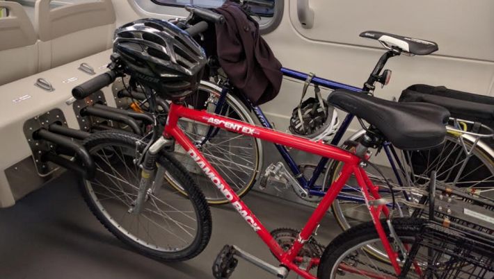 Bikes in the rack. The racks are identical to those used in the Copenhagen Metro. Photo: Streetsblog