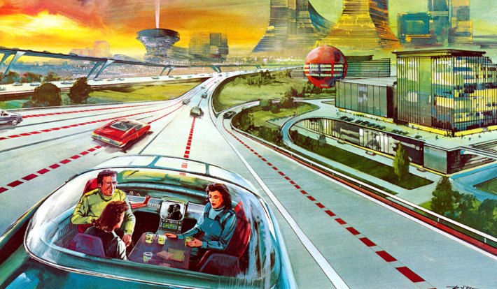 Is our new ride-hale tech tempting us to repeat past mistakes? Driveless cars has been a dream of road planners since the Interstate Highway System was first envisioned. Image source unknown.