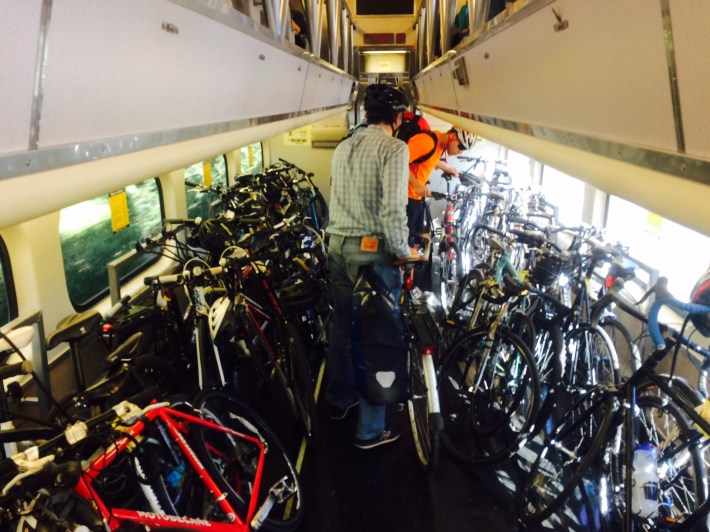 Bike parking and access to trains for people bringing bicycles on-board are among the issues discussed by Caltrain's Bicycle Advisory Committee. Photo: Andrew Boone