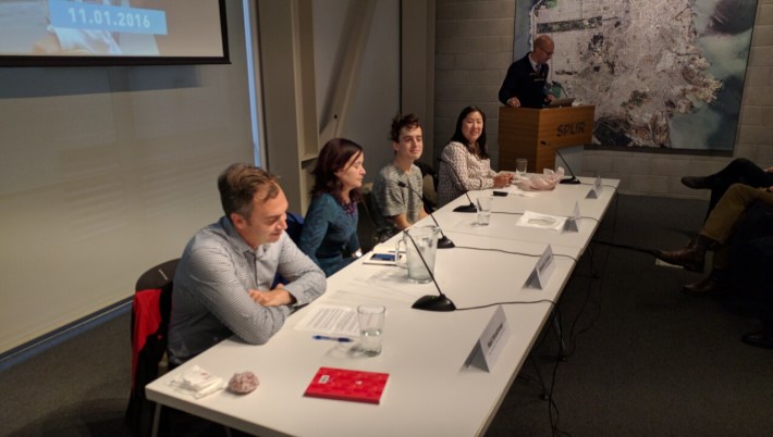 SPUR's panel today discussed the Prototyping Festival and what it says about using art to promote social interactions on our street. Photo: Streetsblog