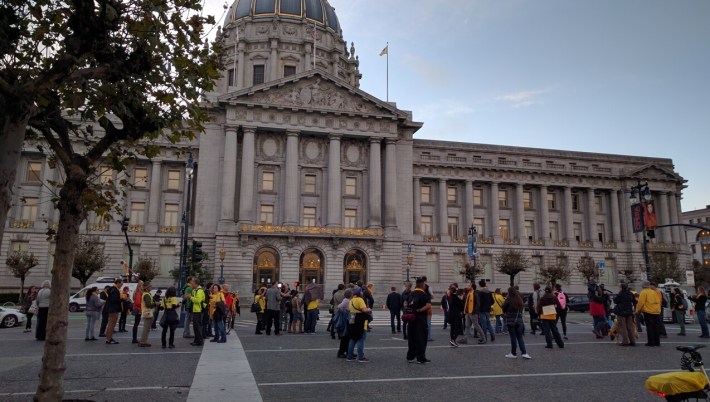 The walk's conclusion at City Hall. Photo: Streetsblog