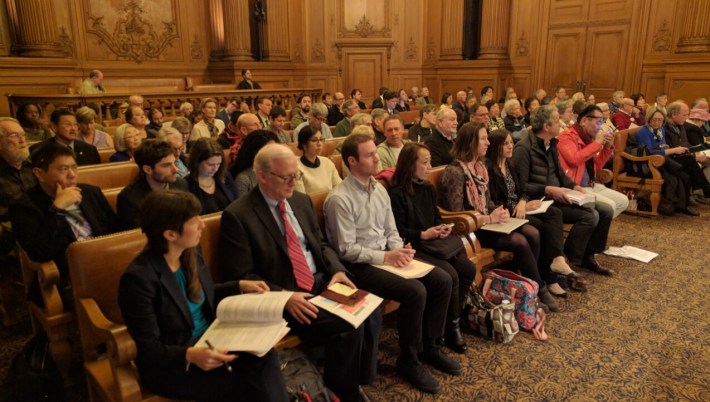 Over 100 people came to comment on the Geary BRT approval. Photo: Streetsblog