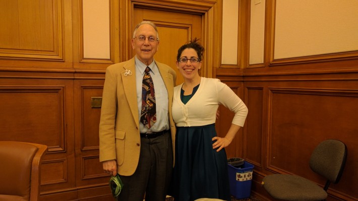 Bert Hill and Catherine Orland posed for Streetsblog after the meeting. Photo: Streetsblog/Rudick