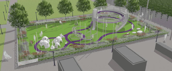 A rendering of the redesigned Diller Playground. Image: SF Civic Center Website