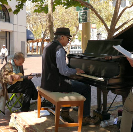 Something as simple as putting in a piano helps fill the space with sound and reactivate the area. Photo: