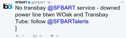 A Tweet no Bay Area commuter wants to see. Image: BART's Twitter feed