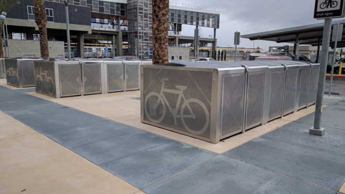 Electronic bike lockers at the new BART station. Photo: Streetsblog/Rudick