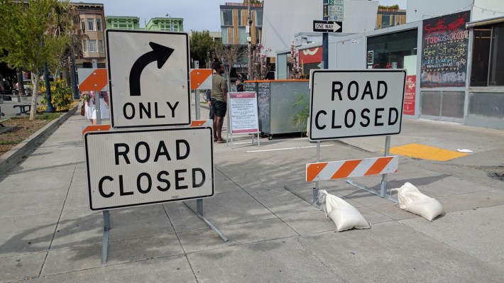 As one SFMTA official remarked, it's not really closed--people are welcome. Just leave the cars behind.