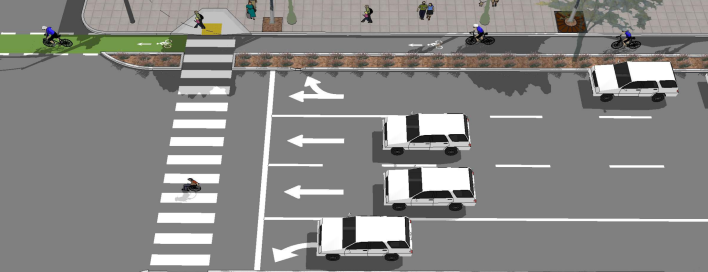 Protected bike lanes are one of several options being considered for the 2.5 miles of protected bike lanes on El Camino Real in Redwood. See more from the city's most recent report by clicking here.