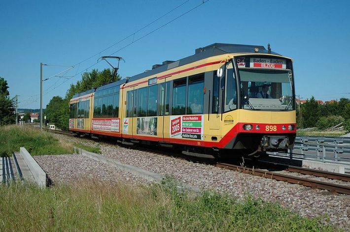 A German "streetcar"/tramtrain operating on a section of mainline tracks. Photo: Wikipedia