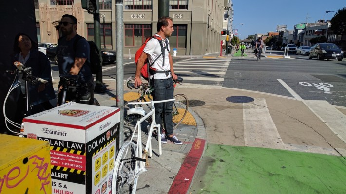 Sloothaak learns a bit about some of the tragedies that has resulted from San Francisco's poorly designed streets. Seen here near Kate Slattery's ghost bike in SoMa.