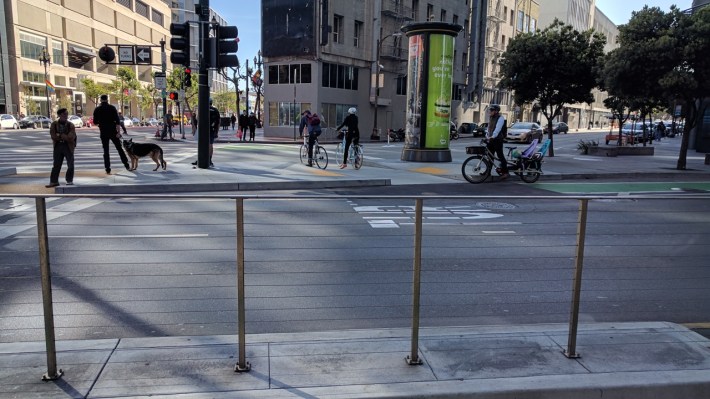 Sloothaak was impressed by the Polk contraflow lane, but found the right turn to Market Street terribly confusing.