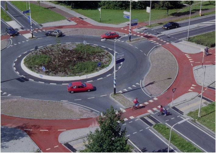 An example of a Dutch roundabout/traffic circle. From the 'Bicycle Dutch' website.