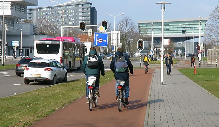 A proper bike lane, on a proper street... so far, there are no plans to bring anything like this kind of infrastructure to unincorporated Alameda. Nijmegen. Photo: Bicycle Dutch